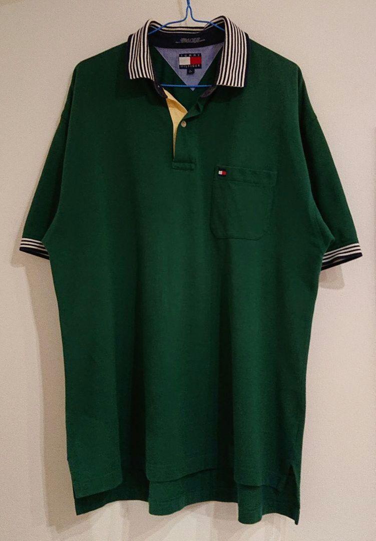 【80s-90s 極美品】TOMMY HILFIGER グリーン ポロシャツ L