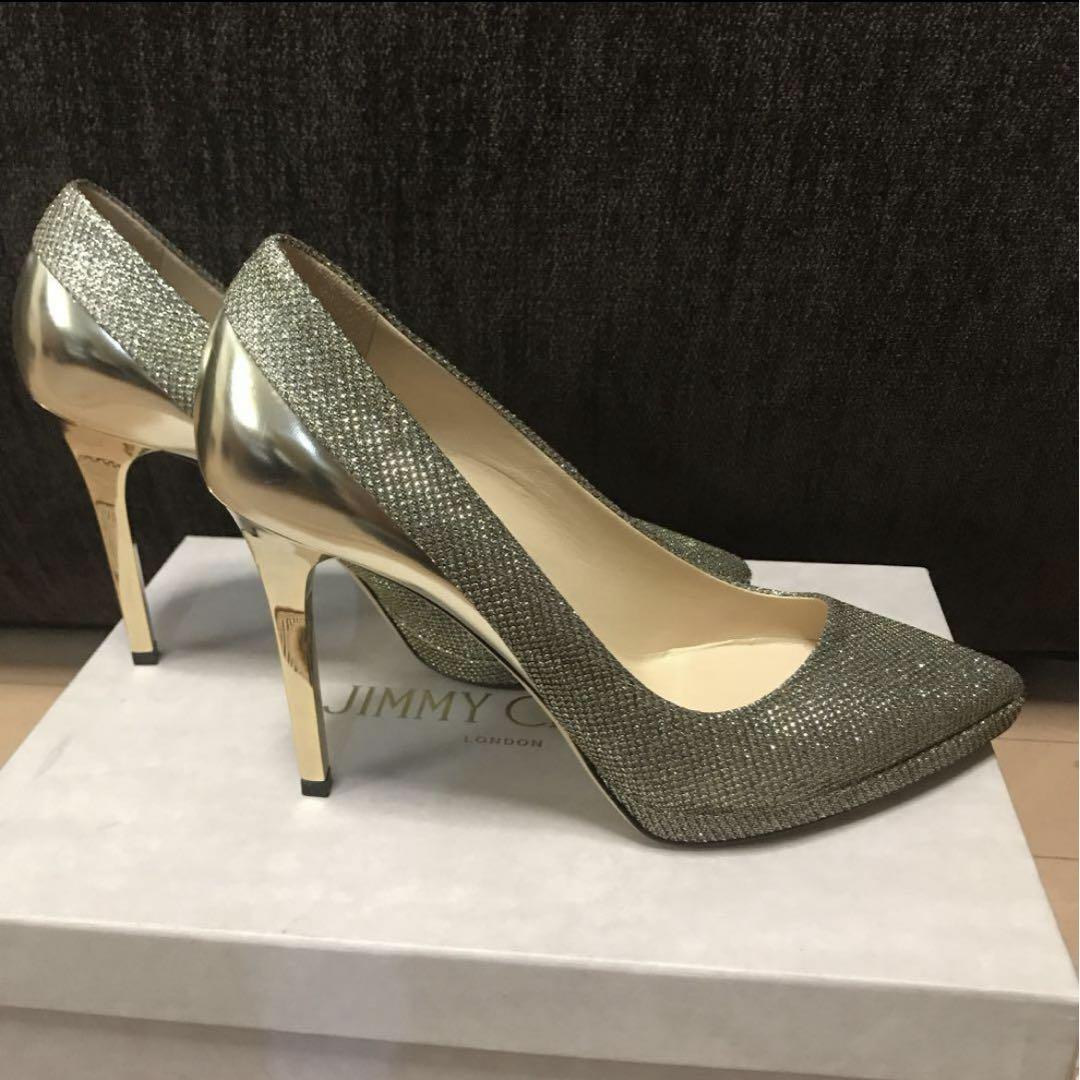 JIMMY CHOO AGNES グリッターパンプス シルバー（箱付き）