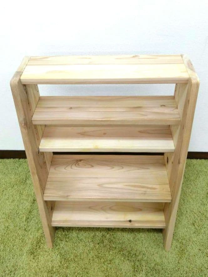 美品 ディノス 国産杉 薄型頑丈 タワーシェルフ オープンラック