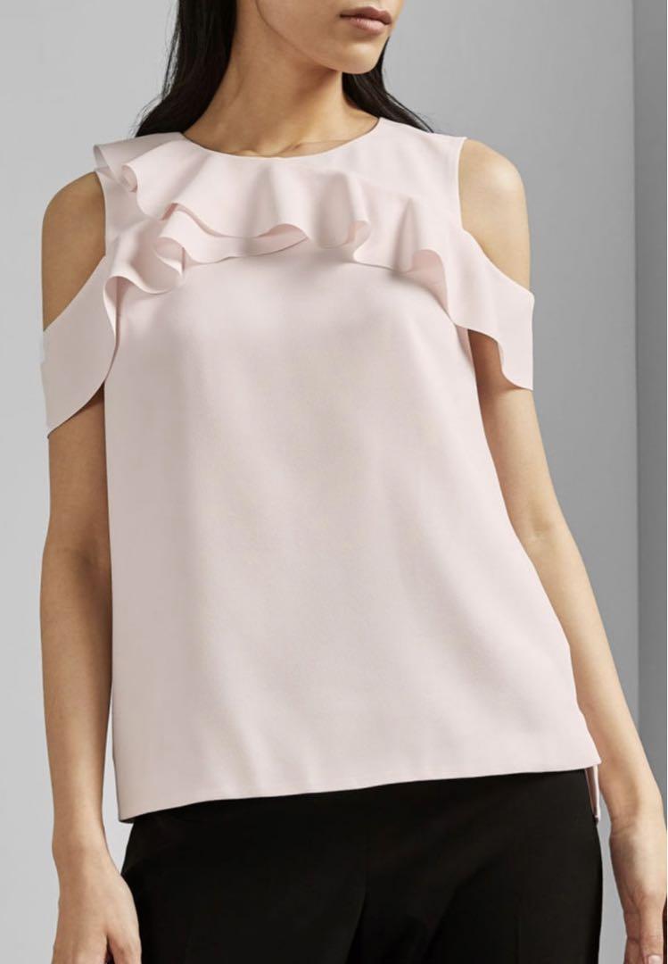 美品　tedbaker フリルノースリーブ　ブラウス　ピンク