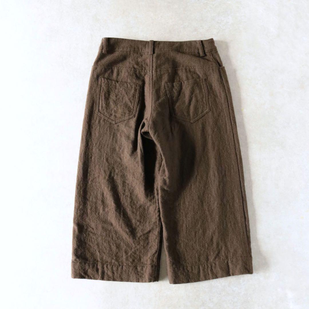 Plantation ウールコットン縮絨 ガウチョパンツ M 日本製
