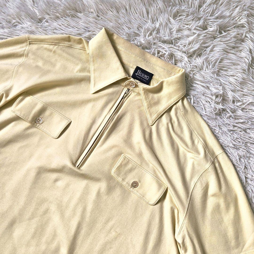 美品 HERNO イタリア製 ポロシャツ ZIP サイズM イエローベージュ