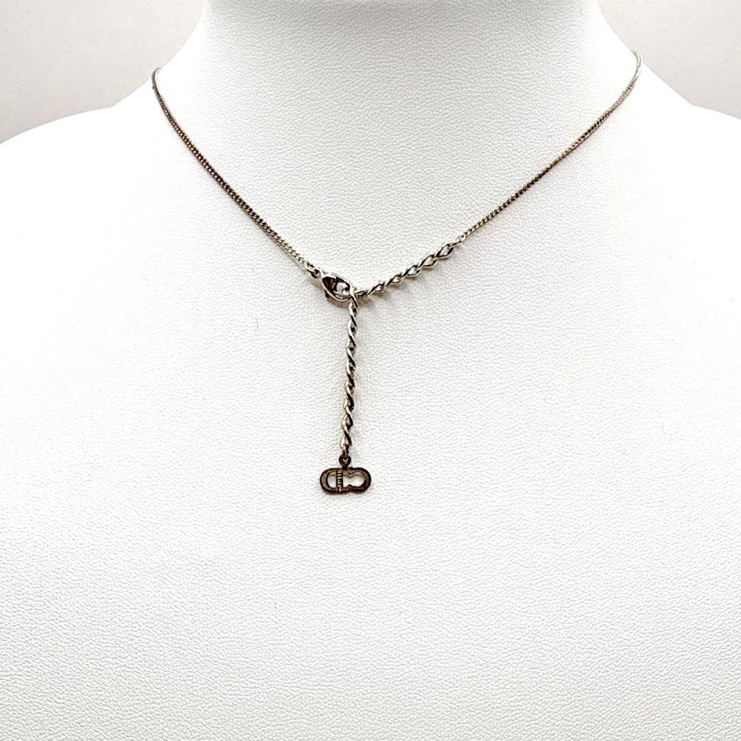 【Christian Dior】ディオール ロゴ ネックレス シルバー