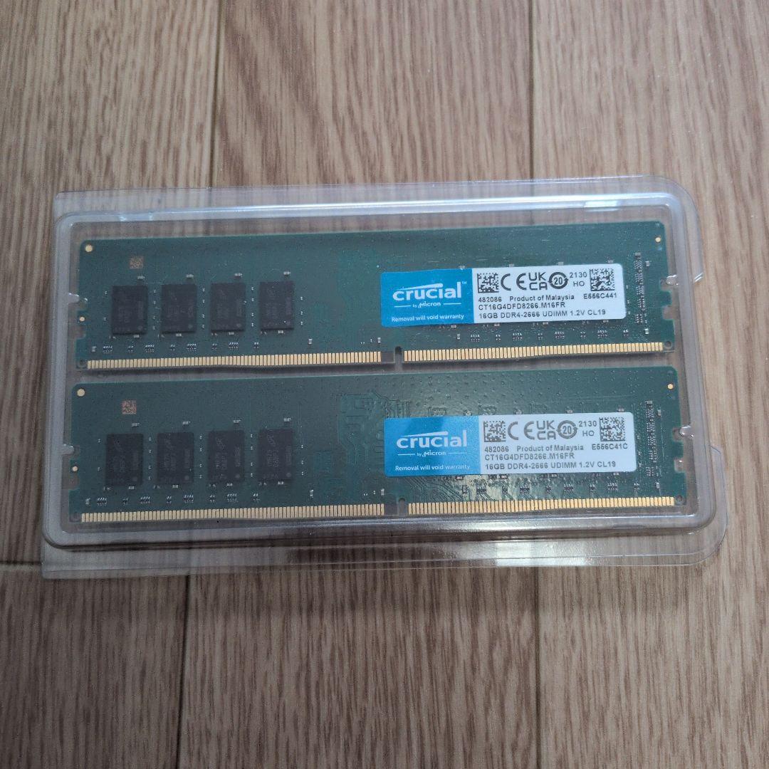 [美品]Crucial(クルーシャル) DDR4-2666 16GB×2枚