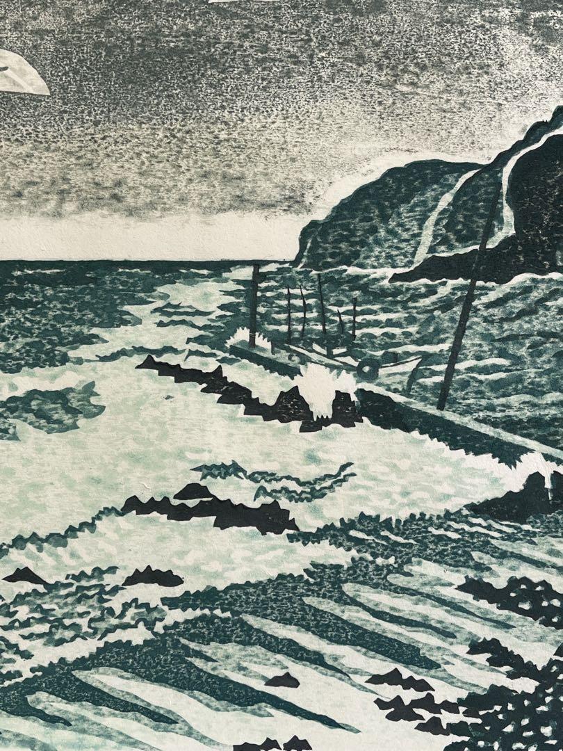 木版画『寒立馬 尻屋崎 晩秋』 #寒立馬
