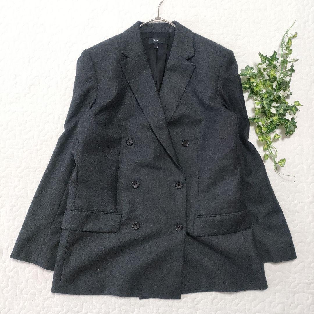 Theory　Sleek Flannel Boxy DB JKT　チャコール TheorySleek Flannel Boxy DB JKTチャコール