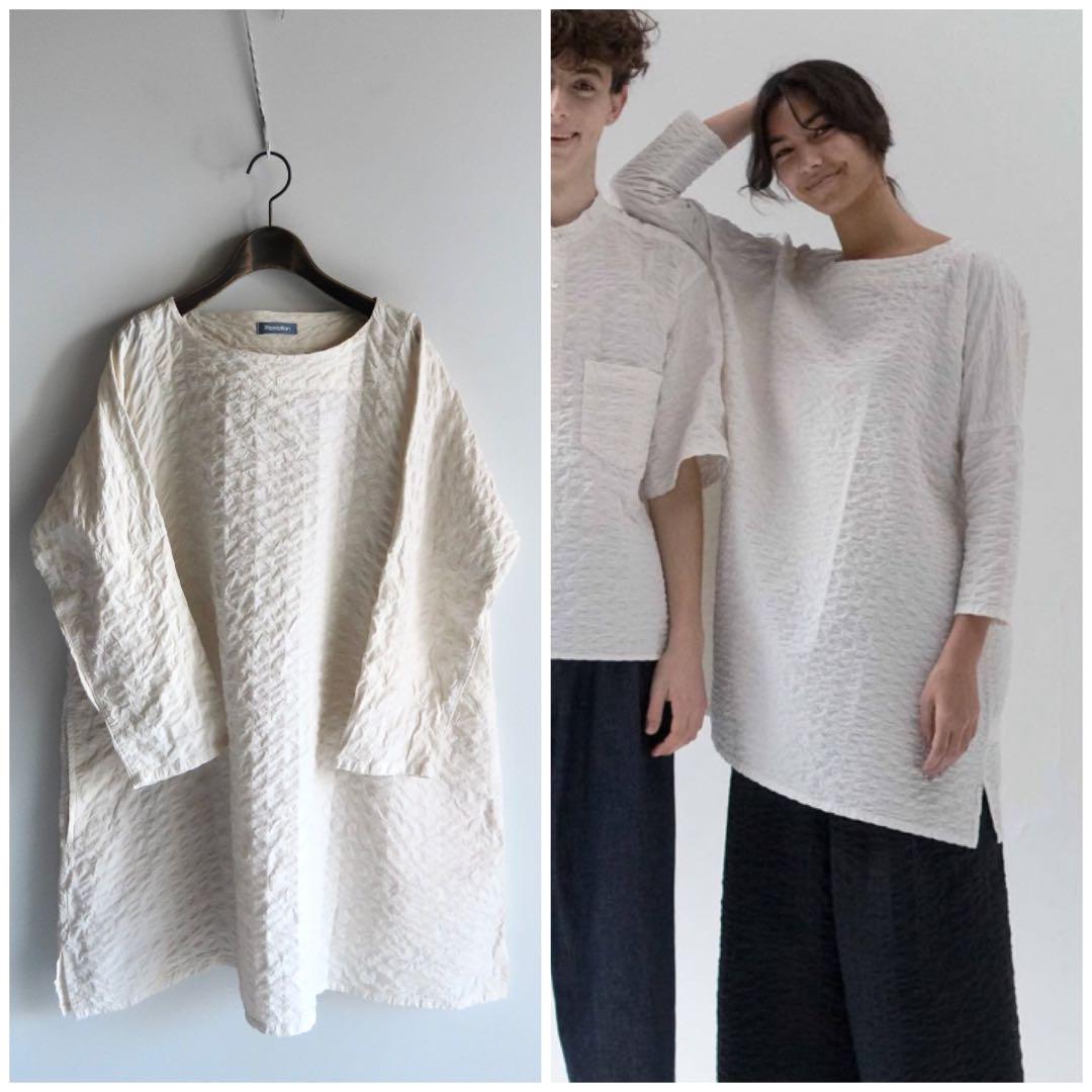 LOOK掲載23年 プランテーション シュリンクブロードストライプチュニック M