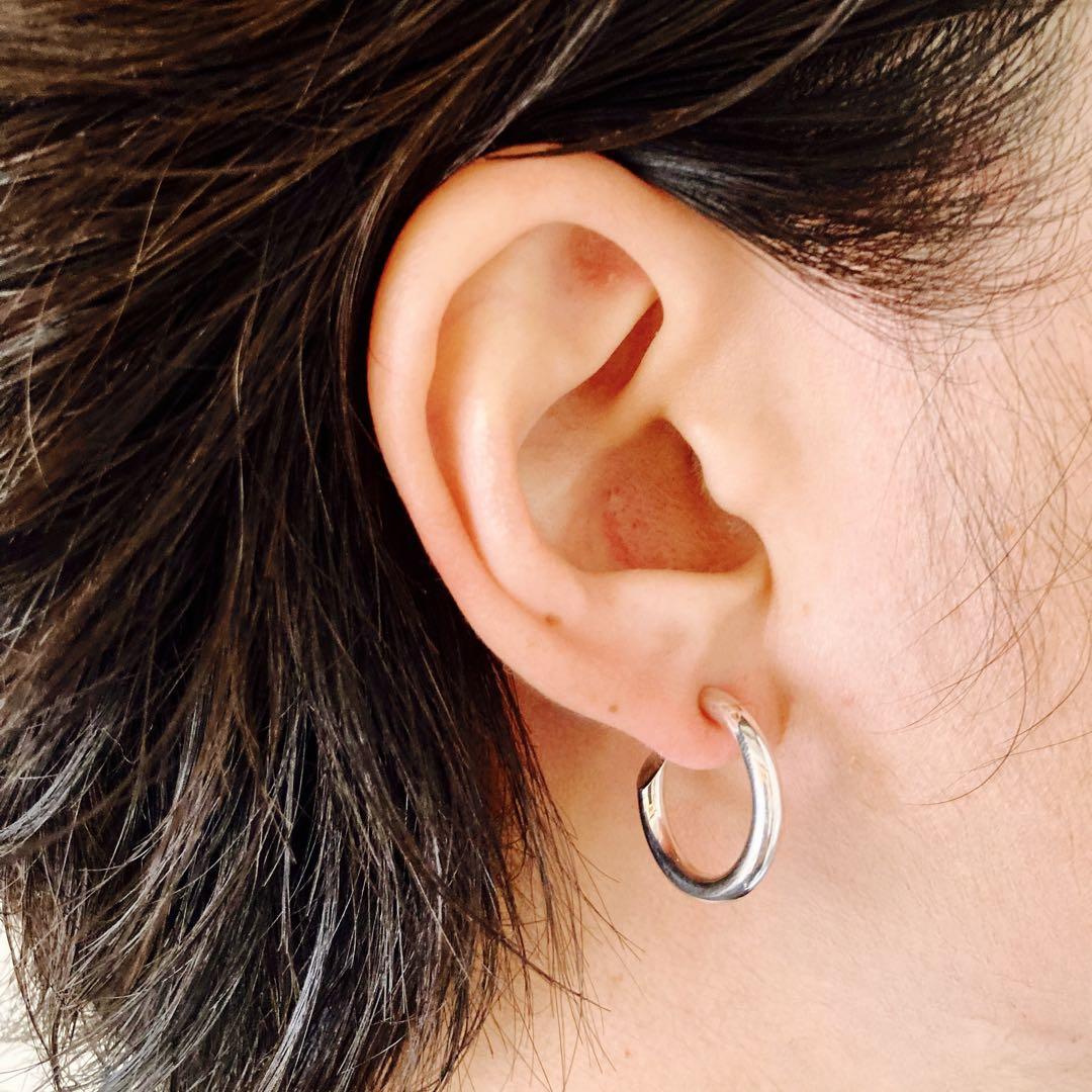 【 3mm×21mm 】両耳用 シルバー925 フープピアス