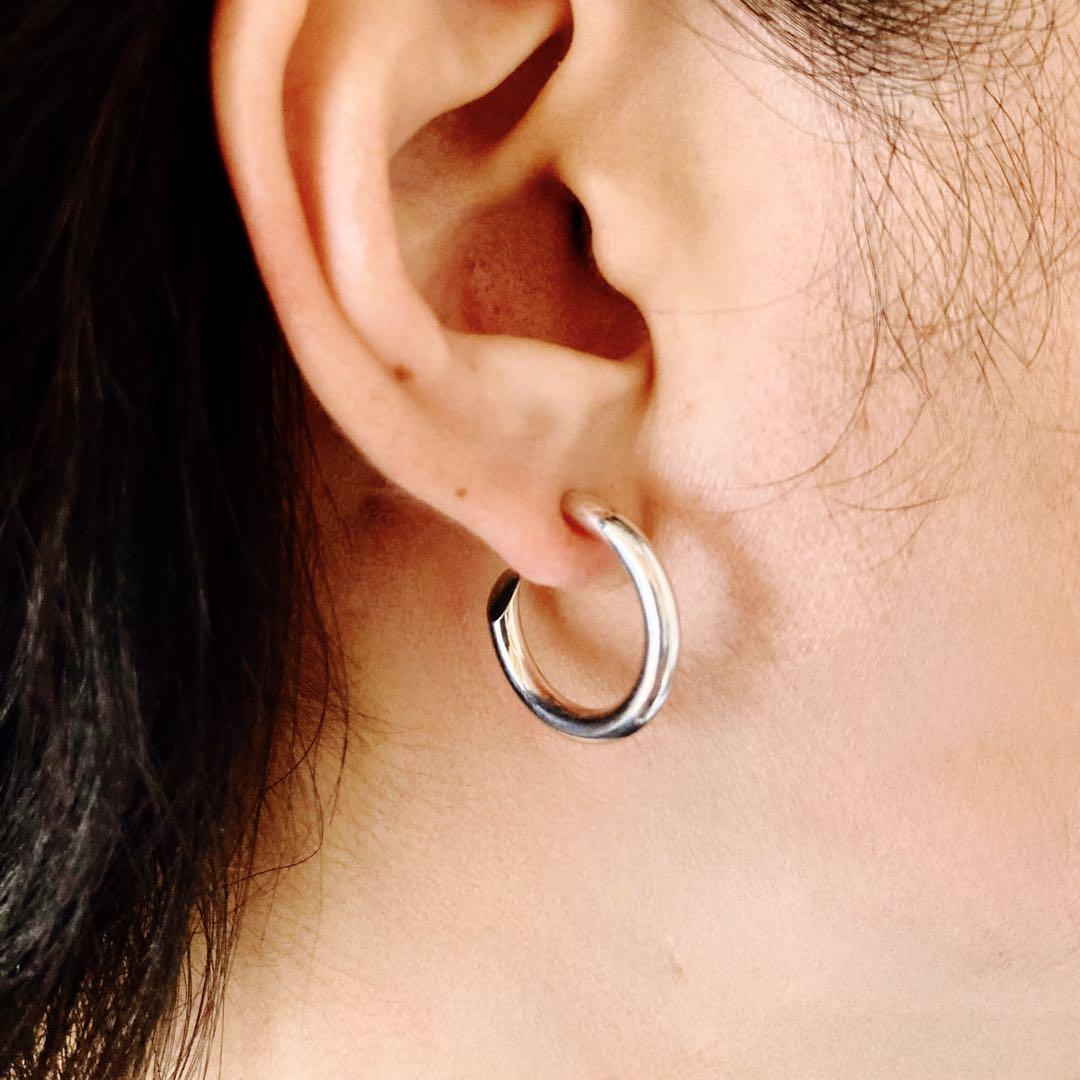 【 3mm×21mm 】両耳用 シルバー925 フープピアス