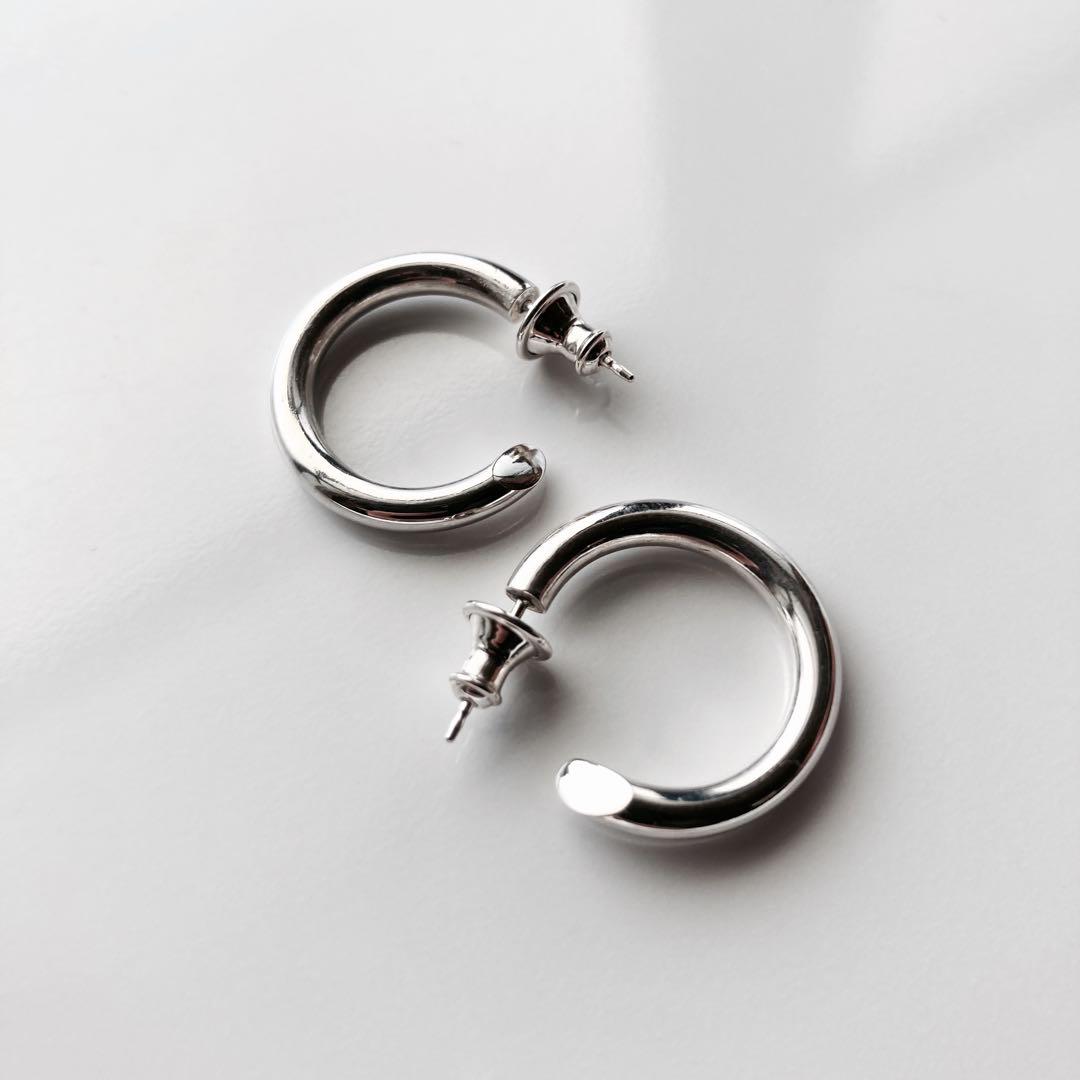 【 3mm×21mm 】両耳用 シルバー925 フープピアス
