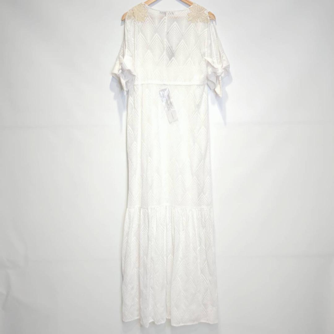 BCBGMAXAZRIA ロングワンピース マキシ丈 パーティー ドレス 白 S