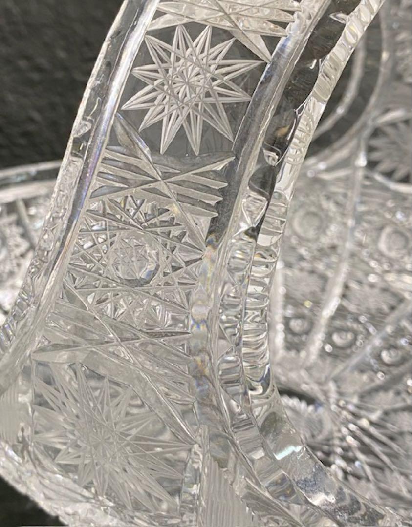 極美品　ボヘミアガラス　ボヘミアクリスタル　バスケット　25イ121