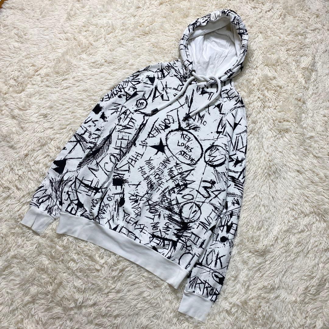 アレキサンダーマックイーン パーカー フーディー 総柄 バイカラー