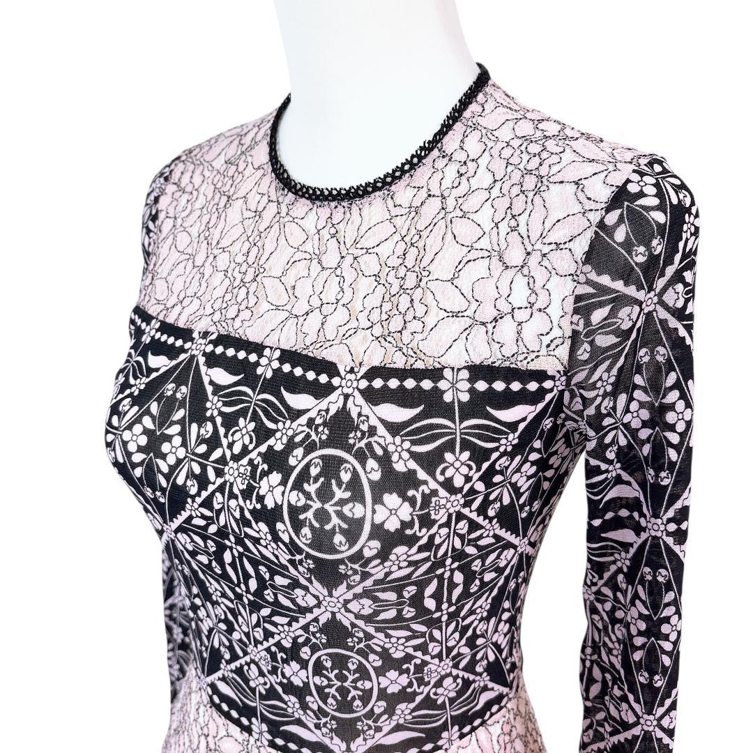 【美品】ヴィヴィアンタム 長袖ワンピース パワーネット 40 バイカラー 花柄 VIVIENNE TAM - 【美品】ヴィヴィアンタム 長袖ワンピース