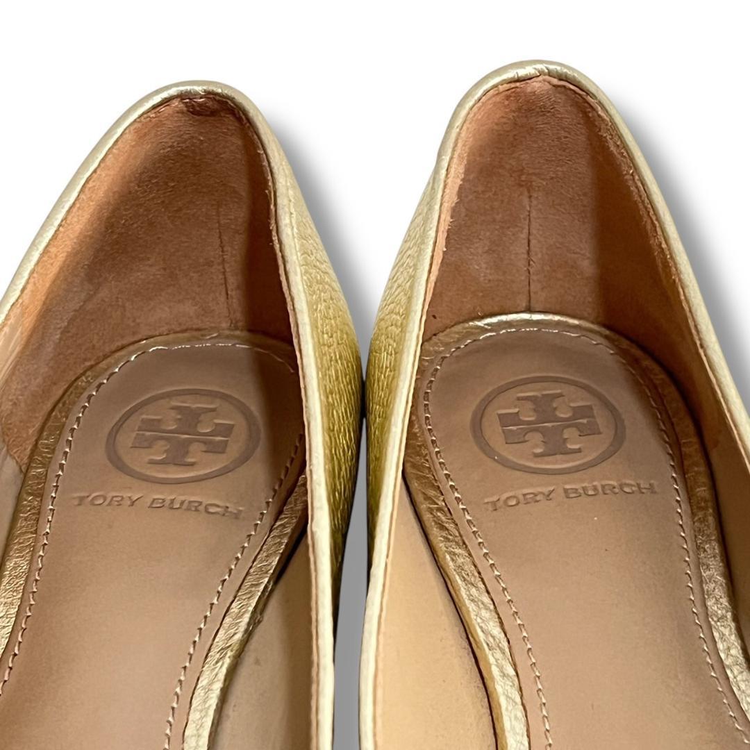 美品　TORY　BURCH　トリーバーチ　バレエシューズ　ゴールド　ロゴ