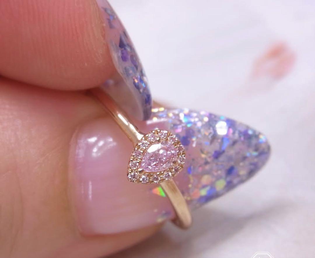 希少♡ピンクダイヤモンド♡ピンキーリング♡K18PG♡2号