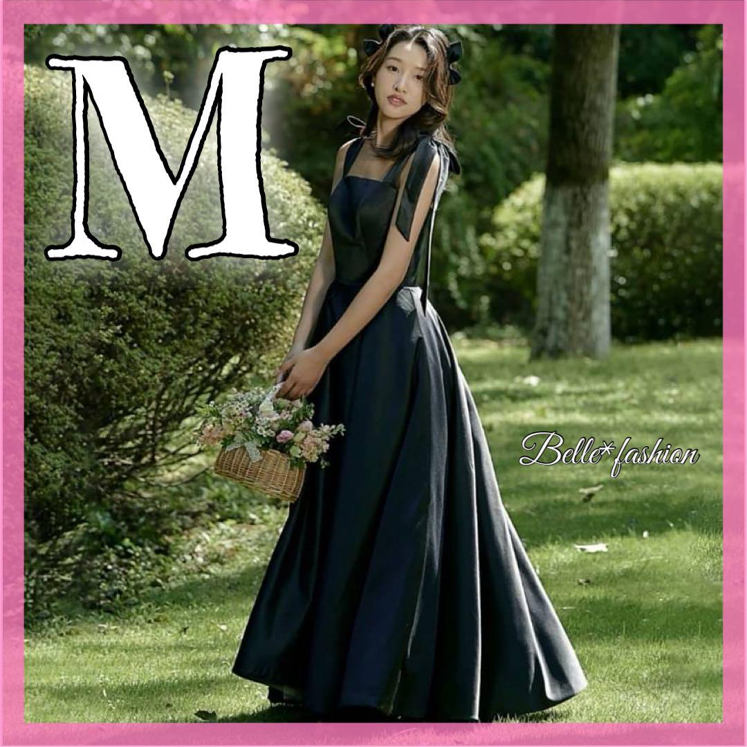 大人気 Mサイズ ブラック Aライン ドレス 新品 結婚式 前撮り 舞台 撮影