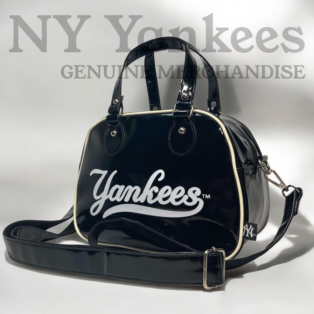 MLB ヤンキース 2way ミニボストン バッグ PVC ブラック 極美品
