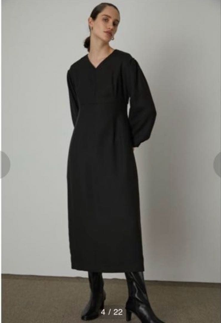 リムアーク カーブラインロングドレス ブラック 長袖 フォーマルM RIM.ARK