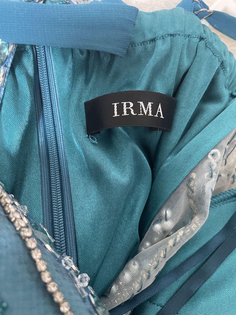 IRMA ビーズ装飾 ティール タイトドレス