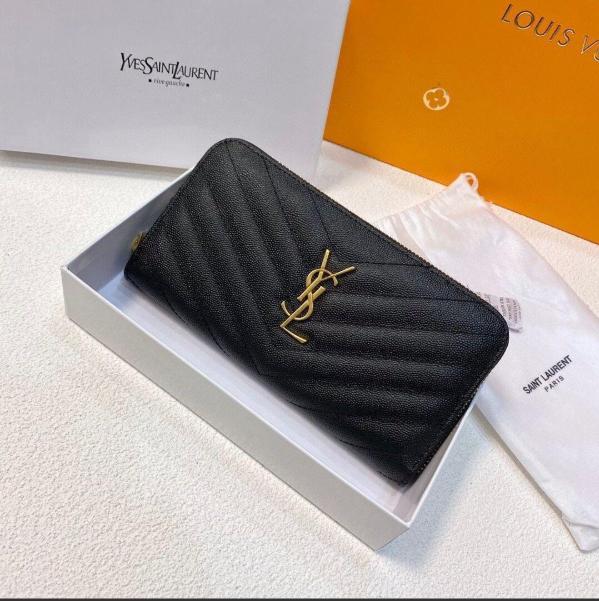 SAINT LAURENT 二つ折り財布 ブラック - メルカリ