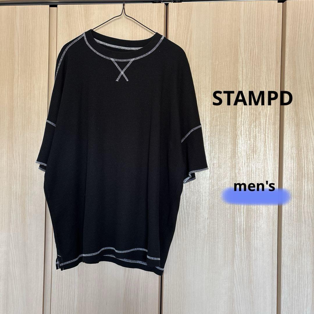 STAMPD ブラック　Tシャツ Mサイズ　ワッフル　ステッチ