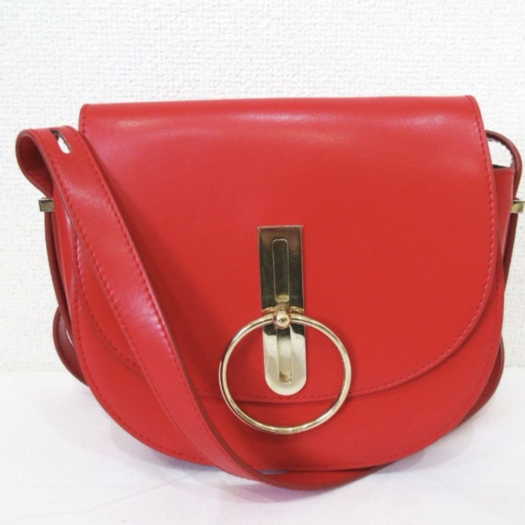 美品 ニナリッチ　コンパス クロスボディショルダーバッグ レッド×ゴールド金具