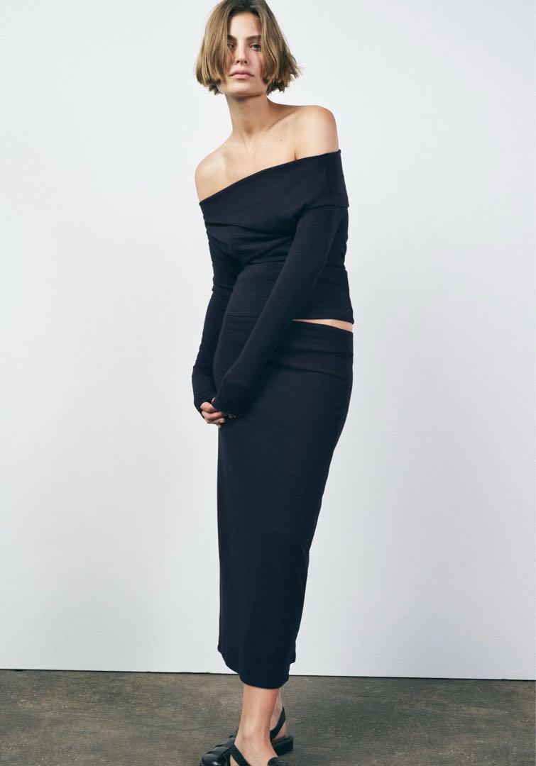 完売品 ZARA ソフトインターロックアシンメトリートップス S新品タグ付