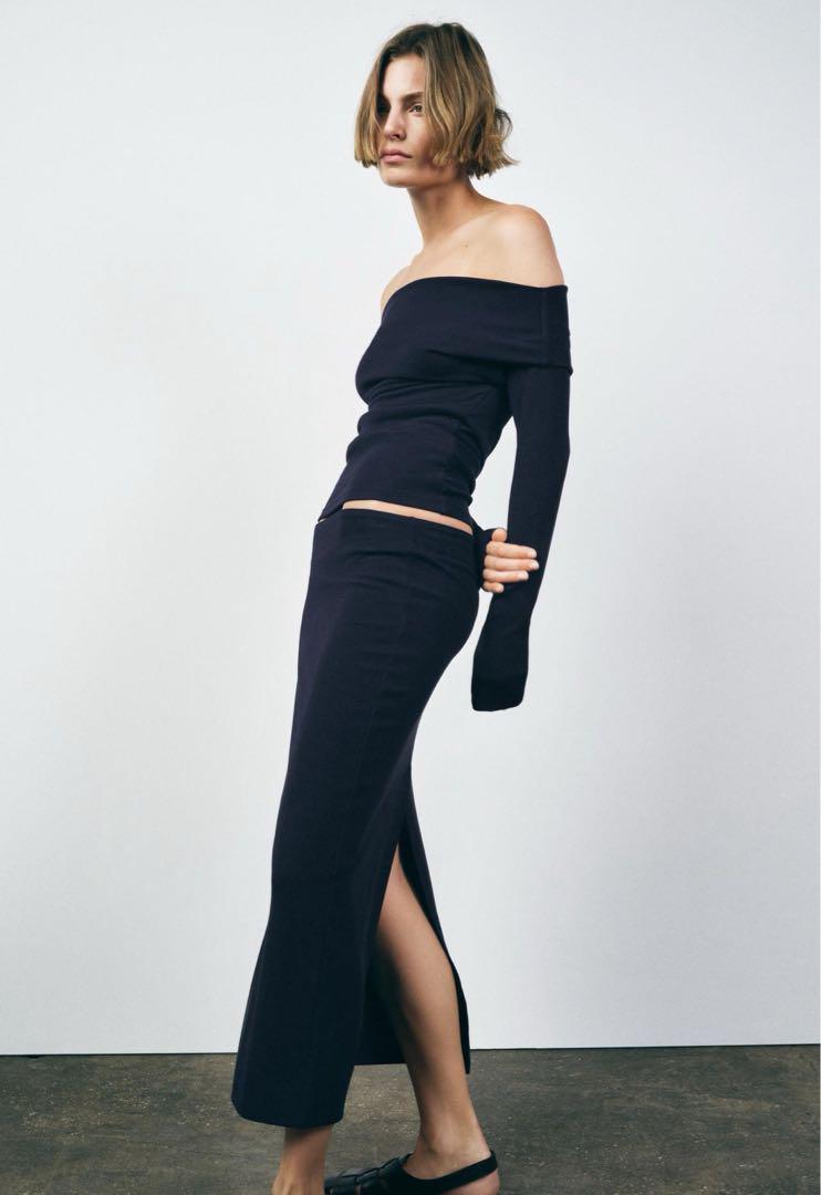 完売品 ZARA ソフトインターロックアシンメトリートップス S新品タグ付
