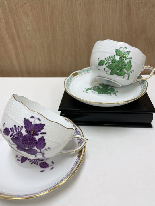 低価通販 ヘレンド アポニー バイオレット アポニーグリーン カップ&ソーサー 2客 QvVZc-m94923145832 最新作100%新品
