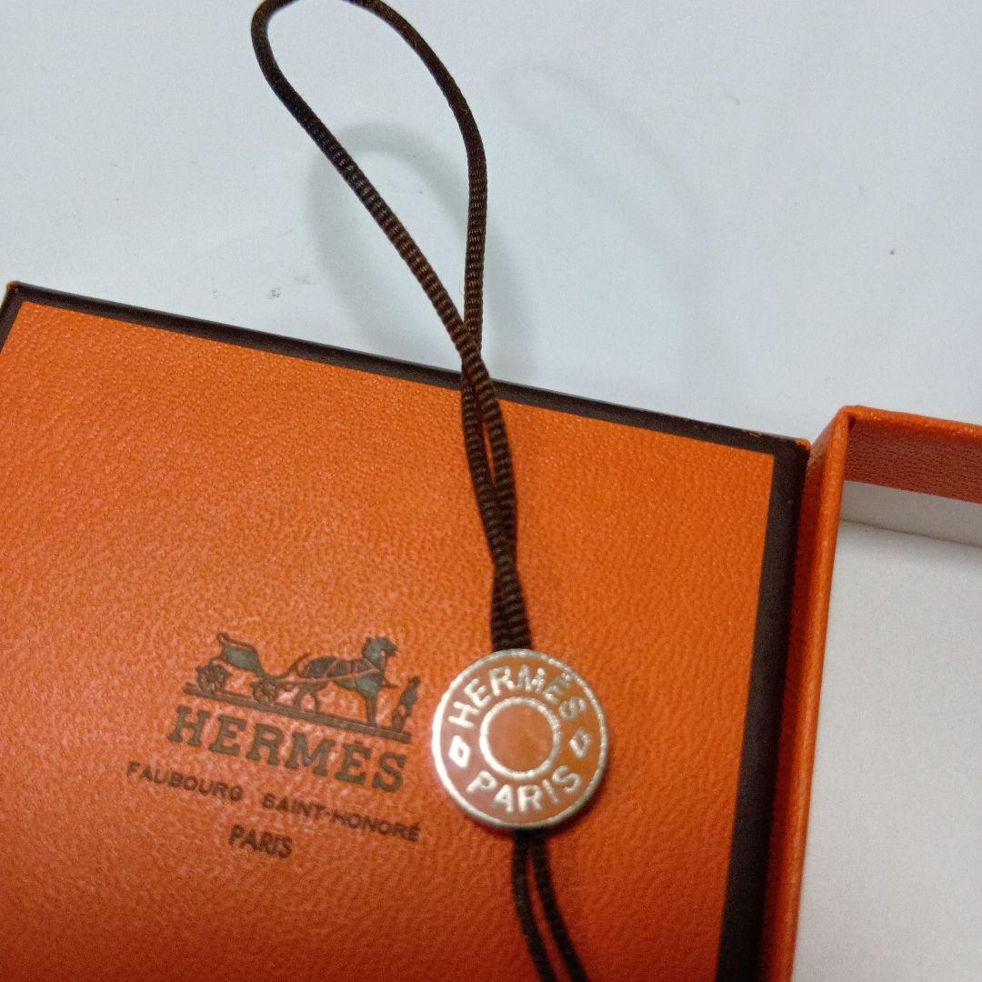 国産品 HERMES チャームストラップキーリング オレンジシルバー 小物