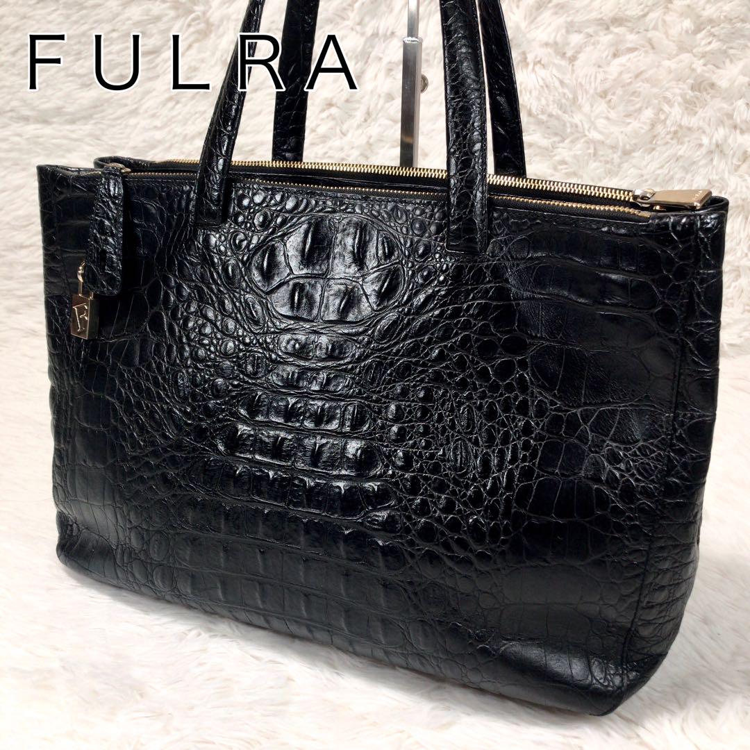 美品　FURLA トートバッグ クロコ メンズ レザー ビジネス　A4可