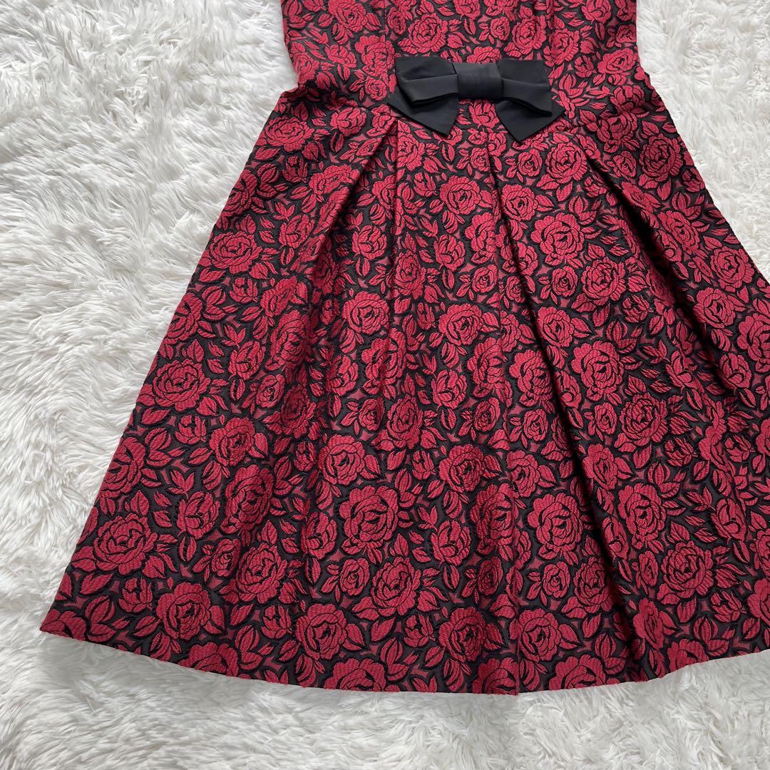 極美品】M'S GRACY ワンピース Aライン 総刺繍ローズ リボン