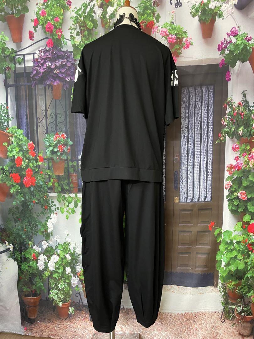 396新品BRILLANTE異素材切替配色リングベルト付きコクーンパンツ