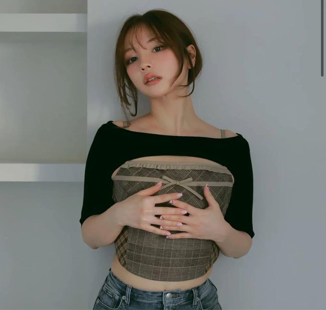 トップス ANDMARY Rimma check set tops beige