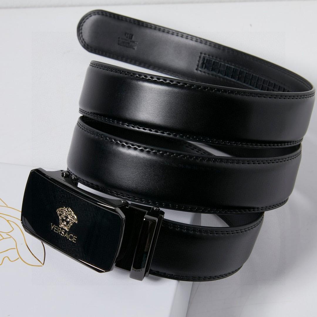 VERSACE ブラックレザー ベルト