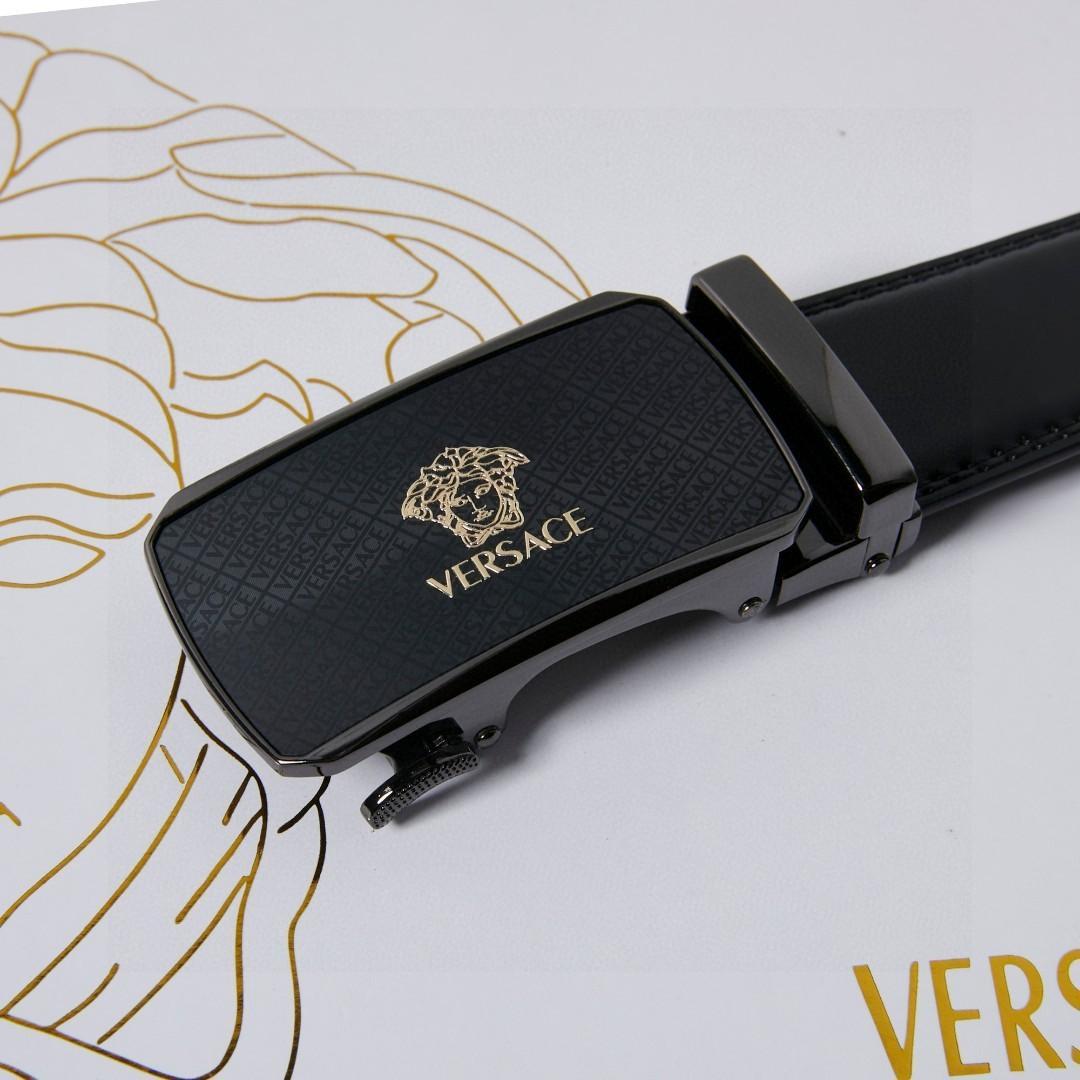 VERSACE ブラックレザー ベルト