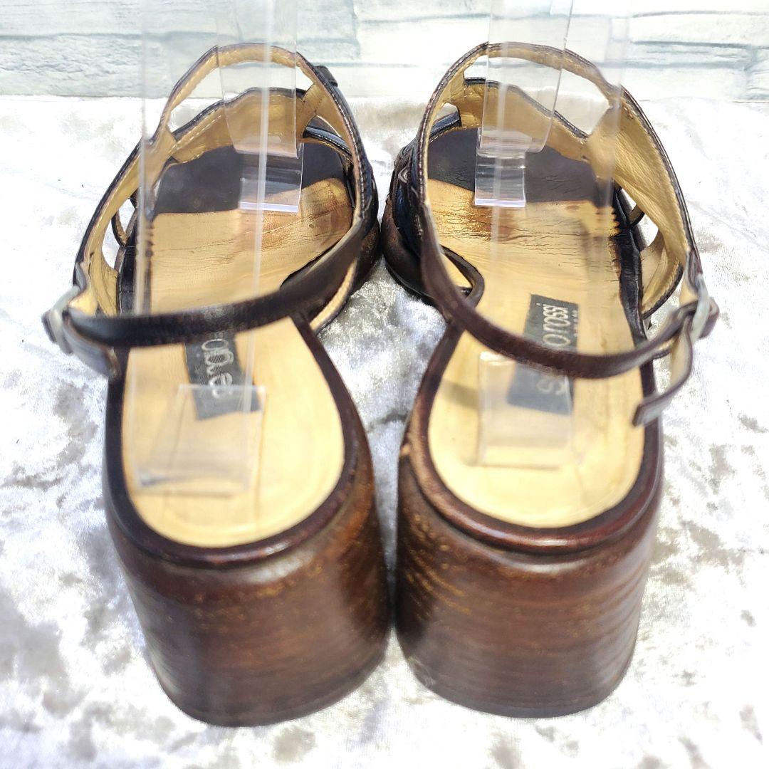 【良品】セルジオロッシ 25cm サンダル レザー 黒×青 38