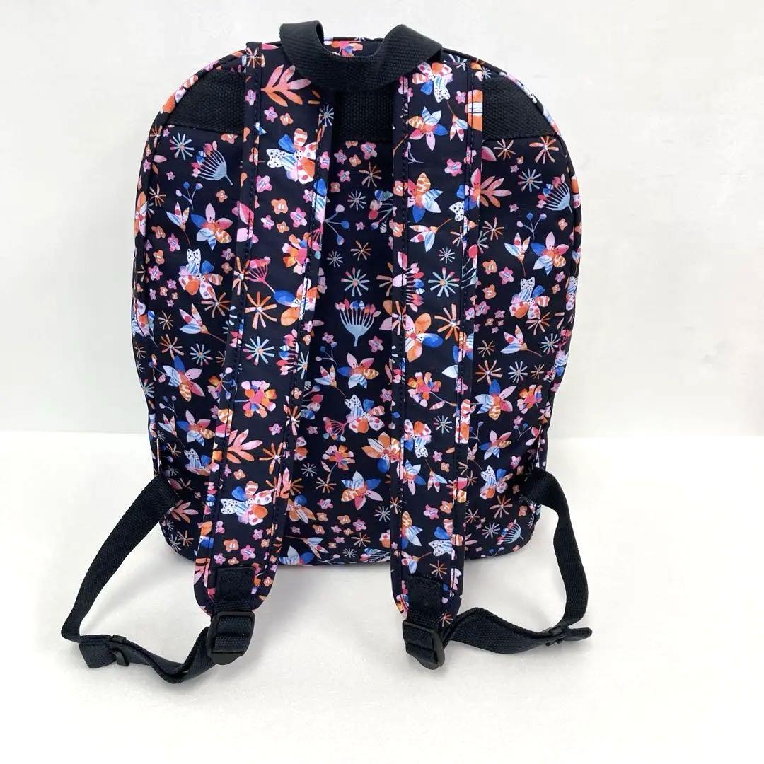 【KIPLING】キプリング リュックサック バックパック 黒地花柄 チャーム付