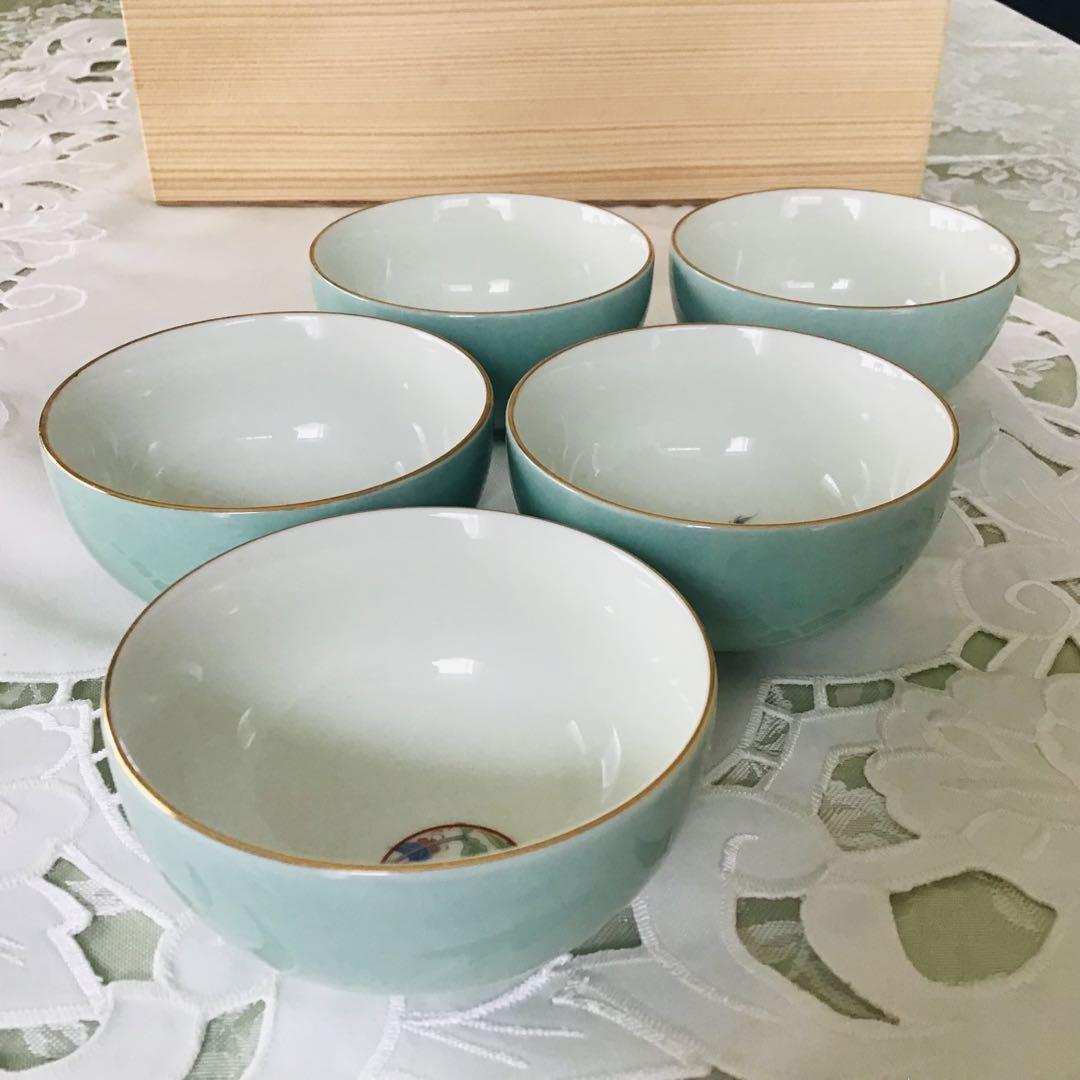 深川製磁仙茶碗揃丸紋京華絵がわり湯呑み