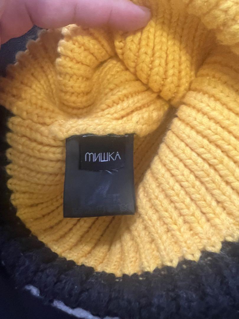 Мишка ケーブル編み ニット帽 オレンジ
