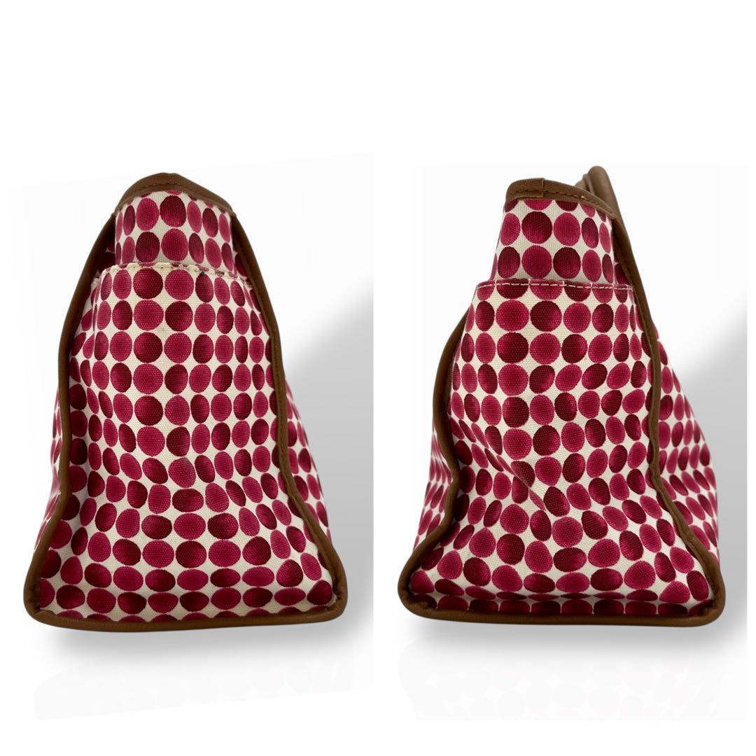 美品 トミーヒルフィガー トートバッグ 大容量 ドット柄 レザー A4可