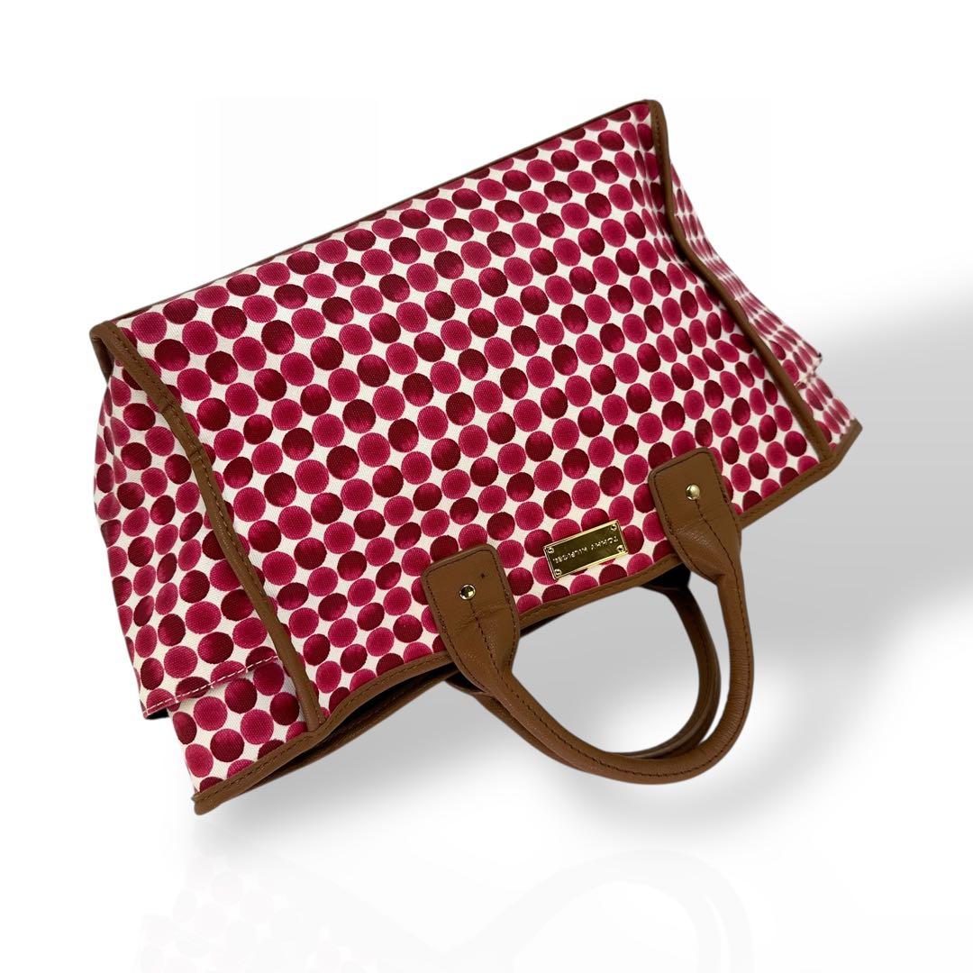 美品 トミーヒルフィガー トートバッグ 大容量 ドット柄 レザー A4可