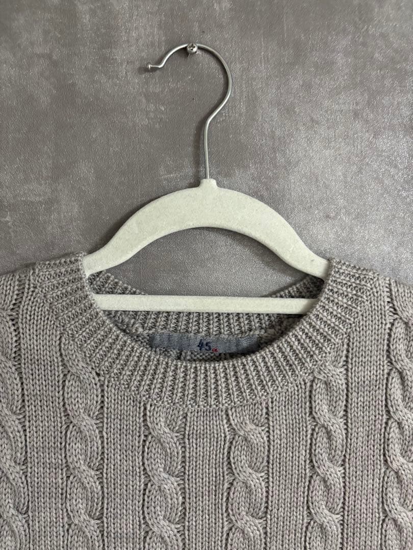 【美品】45R グレー ケーブルニットベスト フォーティーファイブアール 【美品】45R グレー ケーブルニットベスト フォーティーファイブアール