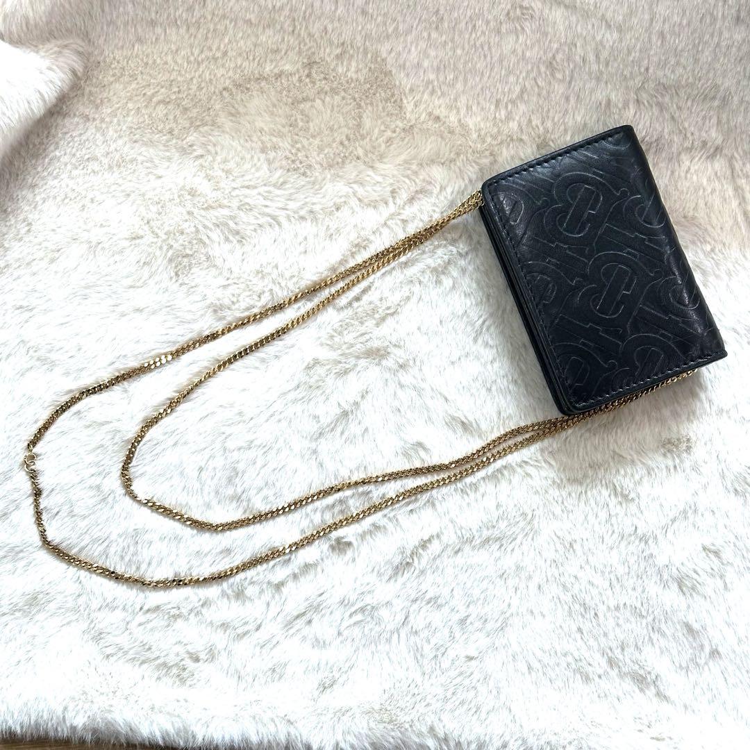 美品　BURBERRY チェーンウォレット TBモノグラム　ブラック