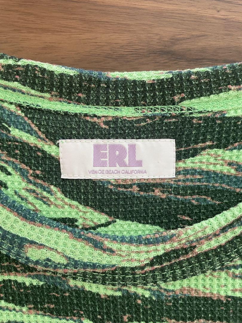 ブランドバッグ通販サイト ERL グリーン 長袖Tシャツ 迷彩 トップス