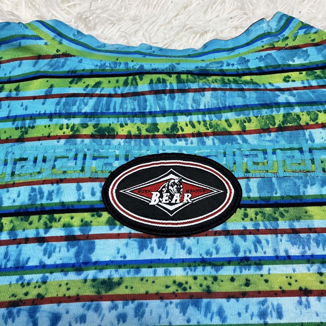 《90s美品米国製珍品》ベアーbearマルチカラーボーダーtシャツオールドサーフ