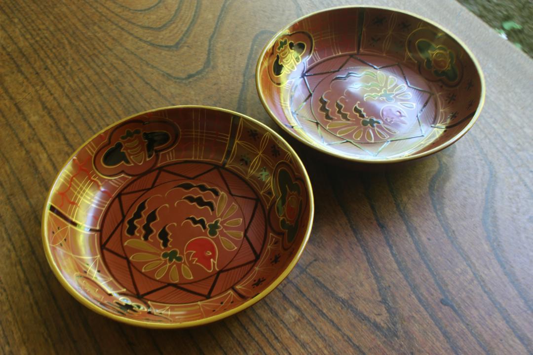 時代逸品！時代青塗りに風情あるセミの抜け殻蒔絵の映えるお椀2