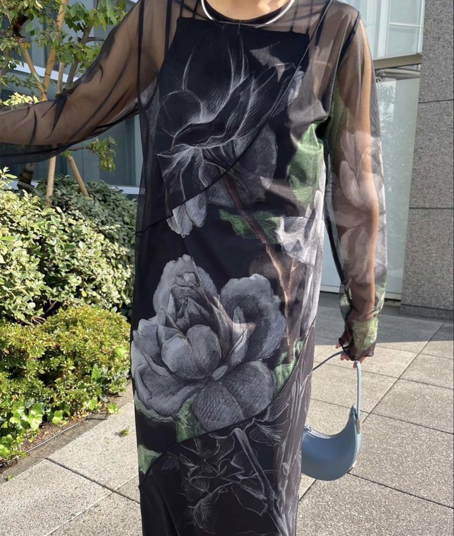 Ameri UND SKETCH FLOWER SKIN DRESS