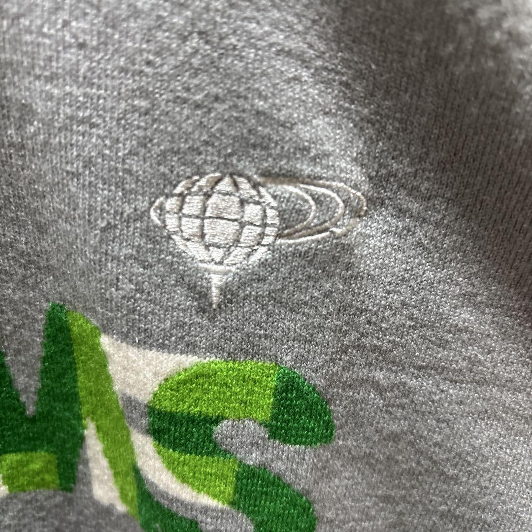 BEAMS GOLF ロゴセーター 刺繍 バイカラー グレー 黄緑 XL